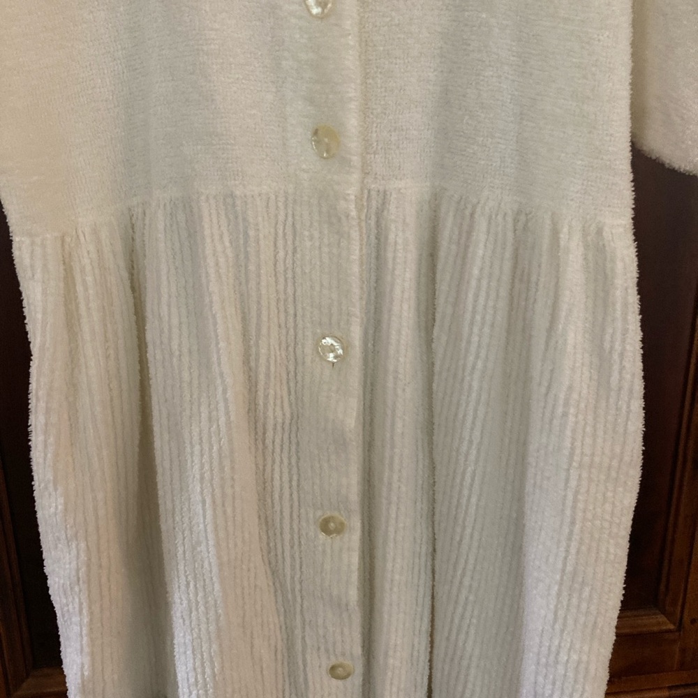 Mark Travers L Chenille Robe 100 Cotton Supertex Australia Cr w/pale flowers - Picture 6 of 8